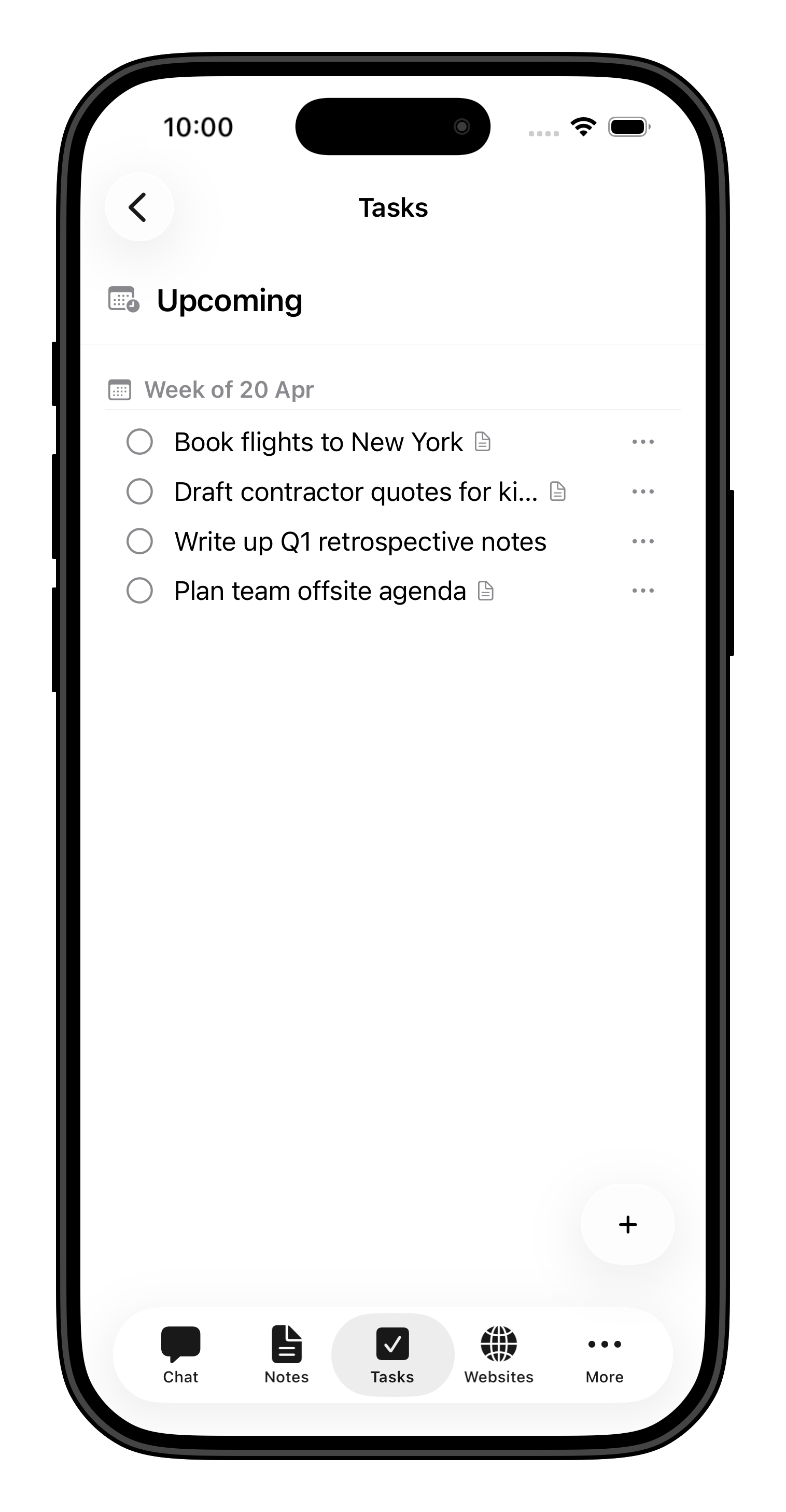 sideBar tasks on iPhone with assistant guidance alongside the task list